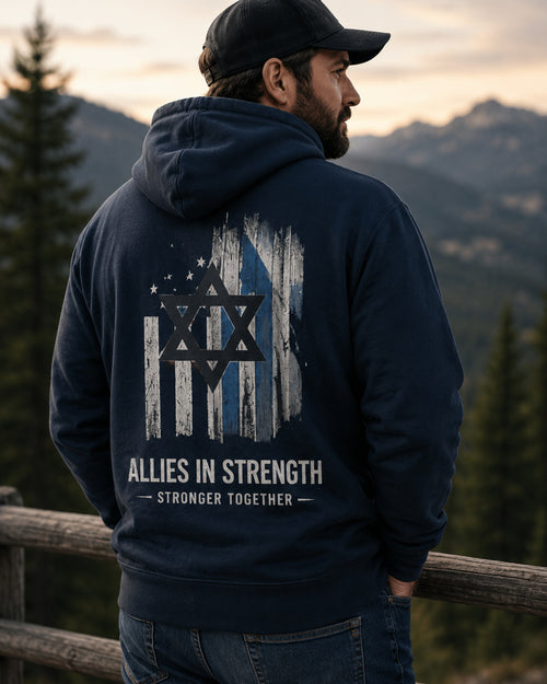 Allies In Strength Hoodie – Premium USA-Israel Alliance Hoodie