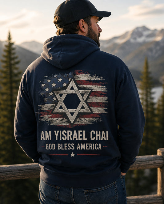 Am Yisrael Chai x God Bless America Hoodie – Premium Unity Hoodie