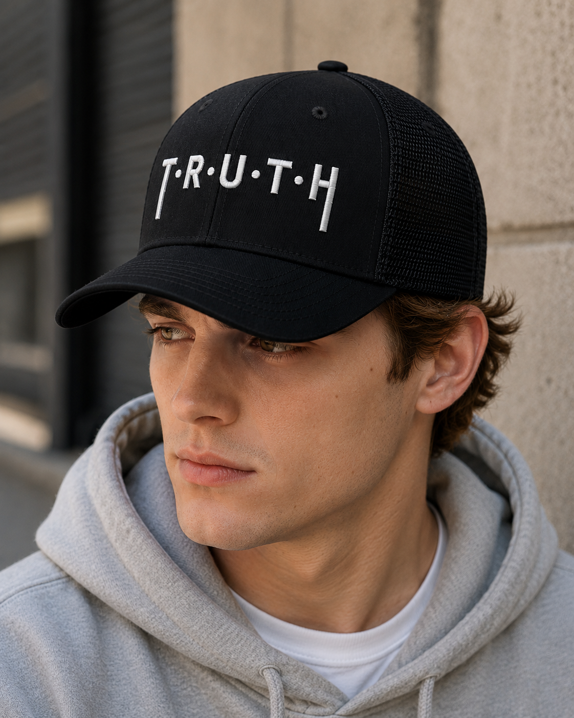  Back view of premium cap showing TRUTH Cap design by MindRushClips.